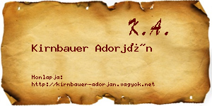 Kirnbauer Adorján névjegykártya